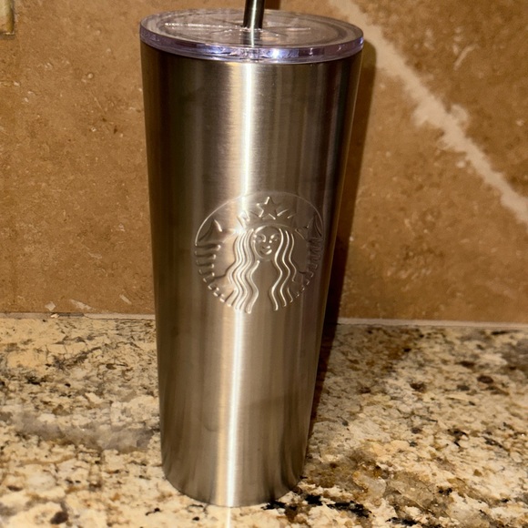 Starbucks Metal Tumbler. Lid is cracked but functions. Metal straw. - Picture 2 of 7